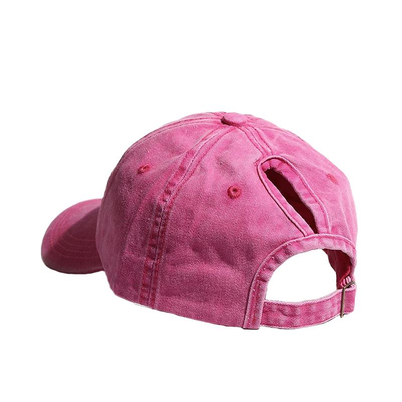 

1Pc Women s Soft Hole Crossing Simple Cotton Washed Top High Ponytail Hat Baseball Cap
