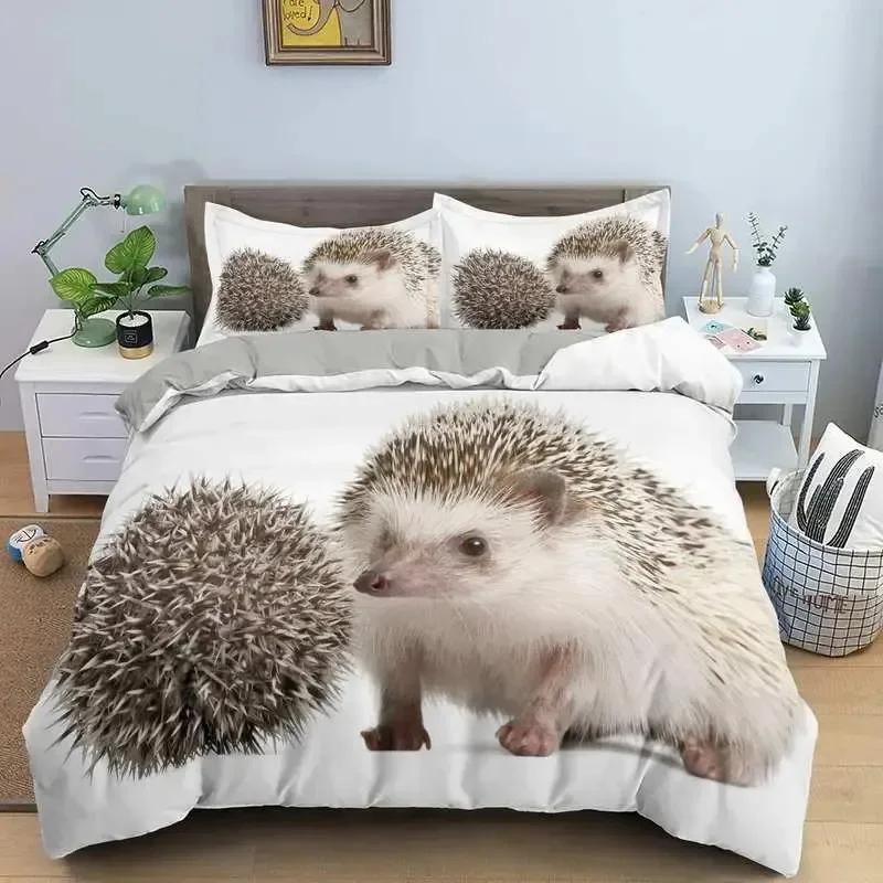 Luxury New 3D Print Cute Hedgehog Bedding Set Boys Girls Twin Queen Size Duvet Cover Pillowcase Bed  Fashion Home Textileextile