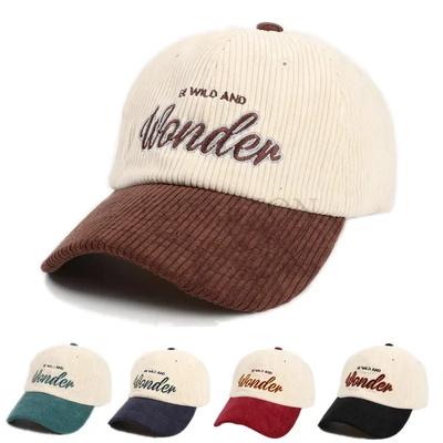 Damska czapka haft literowy vintage sztruksowa czapka baseballowa cukierkowa ciepła zimowa czapka męska damska świeża hip hopowa czapka kość gorras