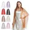 Sunscreen Lace Tassels Silk Scarf Bib Neck Cover Golden Silvery Shiny Scarves Thin Fashion Neck Warmer For Spring Summer Autumn