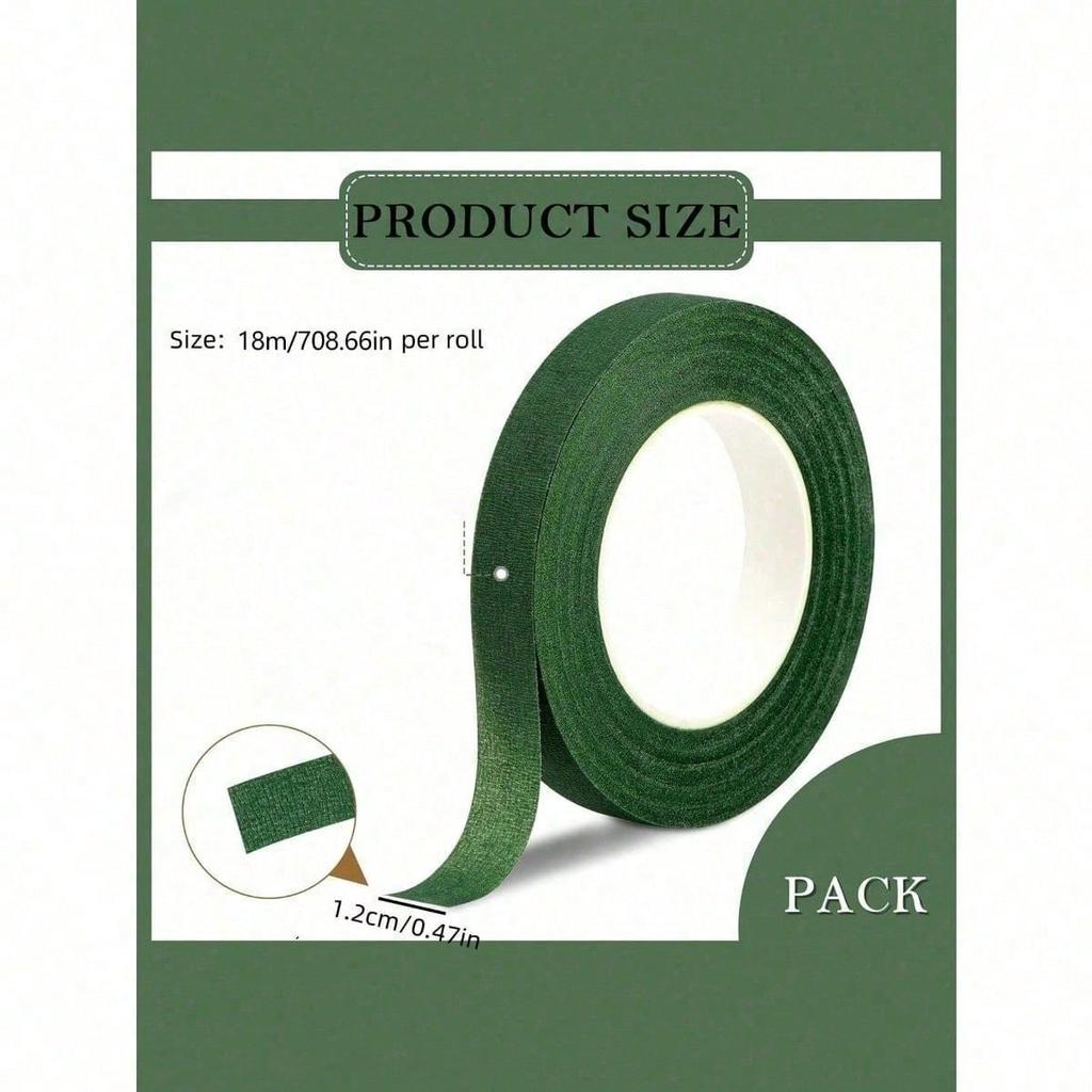 3Rolls Green Floral Tape, DIY Wedding Bouquet Stem Wrapping Material, Flower Shop Valentine's Day Mother's Day Father's Day Bouquet Packaging Material