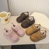 2025 Girls' Korean Style Thick-Soled Plush Birkenstock Winter Boots - Warm, Fashionable, Solid Color Cotton Shoes for Kids