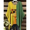 Camiseta Retro para Mujer Gráfico de Gato Anime Ropa de Chica Verano Cuello Redondo Manga Corta Camisetas Femeninas Harajuku Streetwear Blusa Oversized
