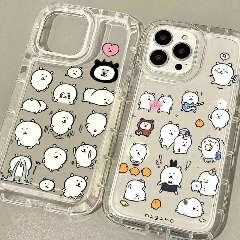 Shockproof Clear Phone Case For iPhone 17 Air 16 E 15 14 13 12 11 Pro Max Plus Mini SE 2020 2022 Lovely Fun White Bear Cover