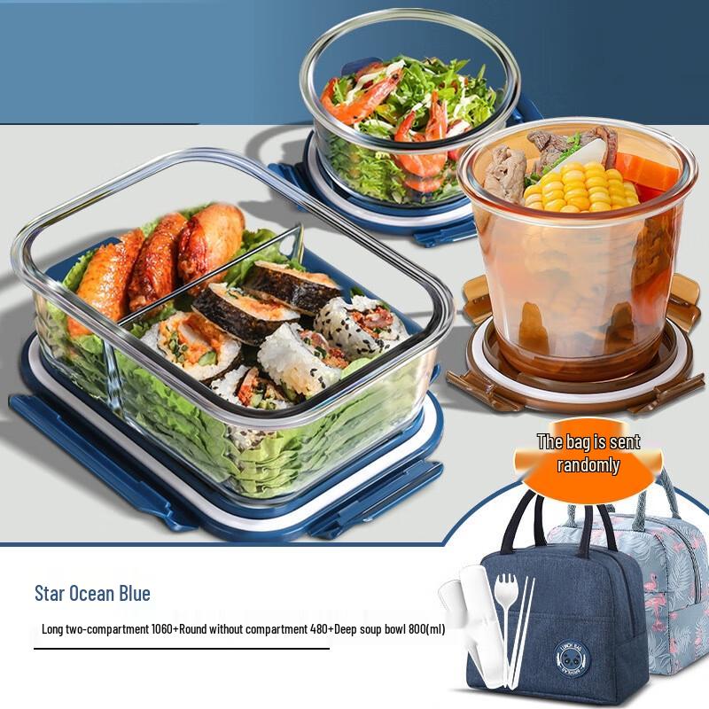 ZISIZ Glass Bento Lunch Box Set
