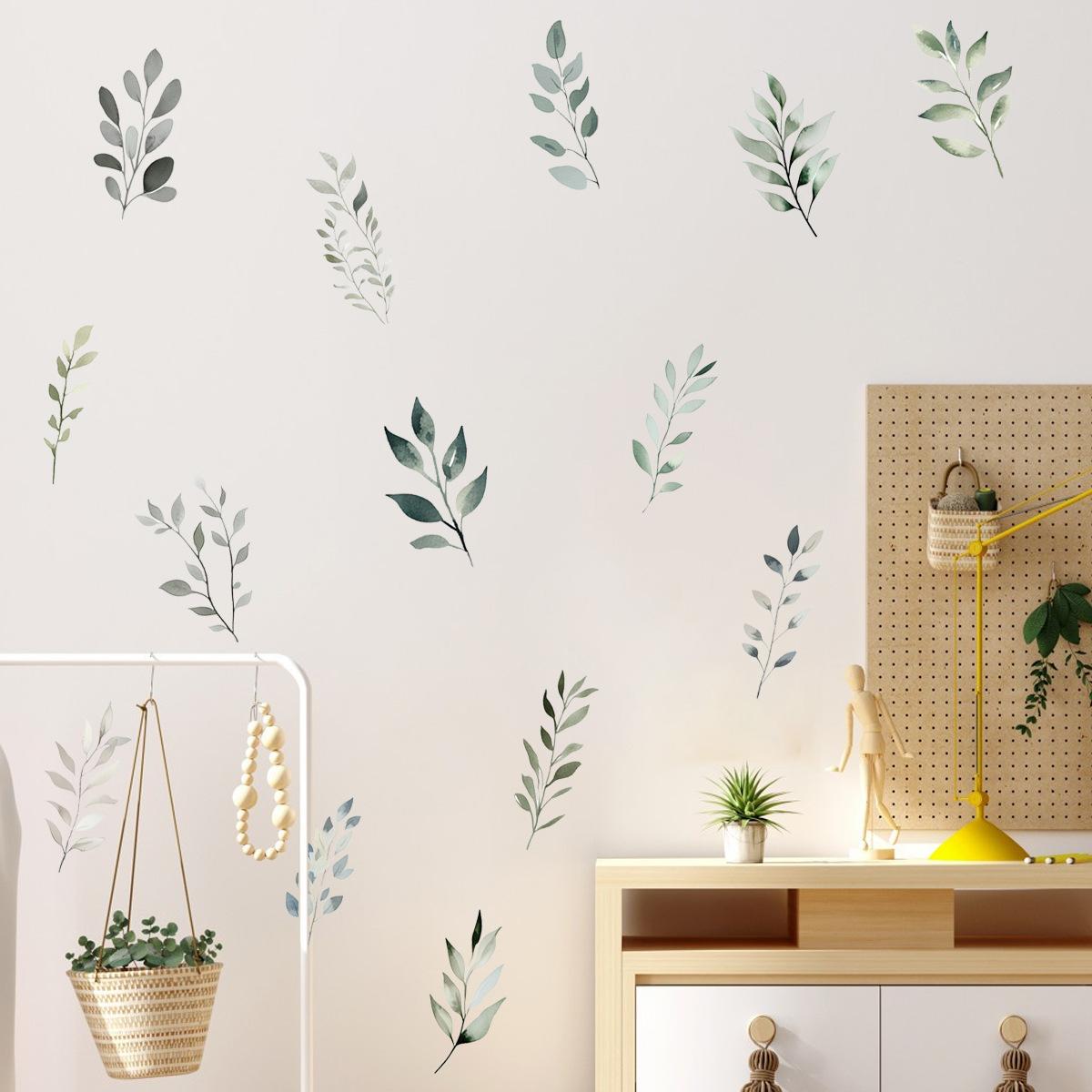 

Plant leaves bedroom living room home wall decoration wall removable paper self-adhesive, easy to tear and easy to stick 20*30