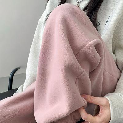 Rosa, Pile, Pantaloni Sportivi, Pantaloni da Donna, Spessi, Capispalla, Caldi Pantaloni di Cotone, Polsini alle Caviglie, Pantaloni della Tuta Felpati