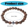 Handmade Natural Wood Bead Cross Bracelet Men Charm Beaded Elastic Bracelets