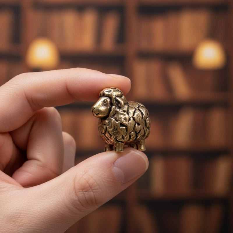 Vintage Mini Sheep Figurine Retro Copper Lamb Statue Farm Animal Micro Landscape Ornament Desktop Craft Year Decor Gifts