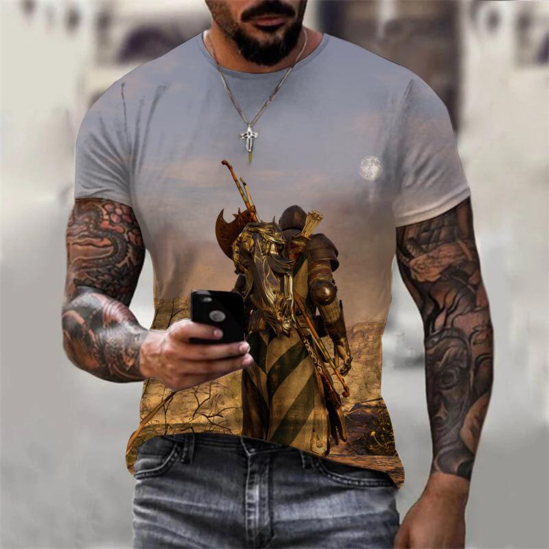 Rundhals-T-Shirt Anime 3D Digitaldruck Oberteil Street Kurzarm 3D T-Shirt