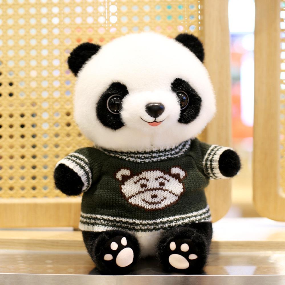 Cute sweater giant panda plush toy wholesale panda base Sichuan souvenir eight inch grab machine doll