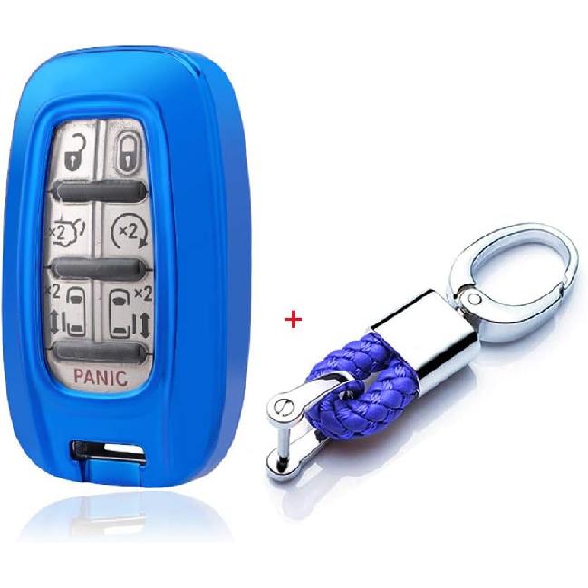 

SANRILY 3/5/6/7 Button Smart Key Fob Cover for Chrysler Pacifica 2017-2021 Voyager 2020 2021 Keyless Remote Keychain Holder Soft TPU Key Protective синий