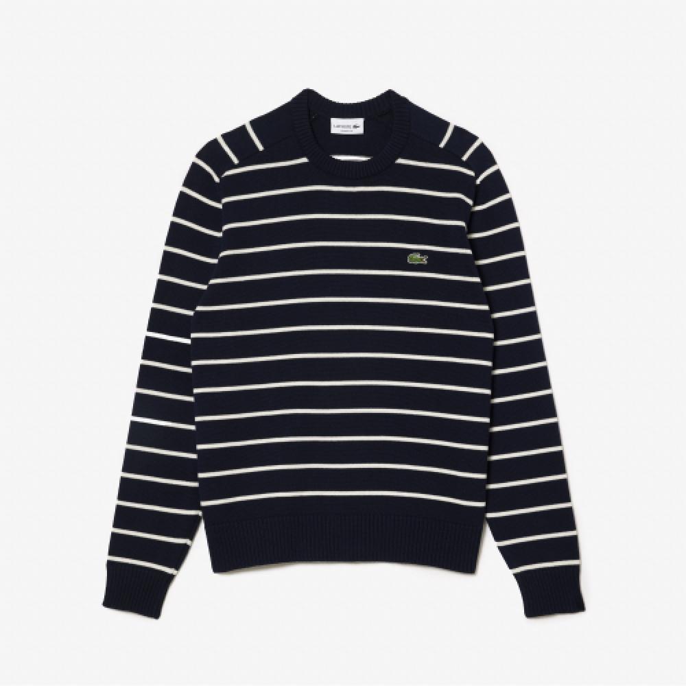 

LACOSTE Мужской свитер в полоску с круглым вырезом [Темно-синий]