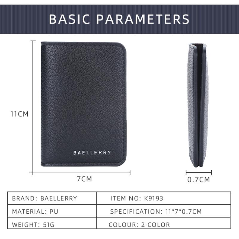 Baellerry Men's Card Holder Litchi Grain Multi-card Slots Wallet Simple Fashion Card Protector Pu Leather Card Pack