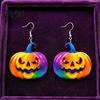 Ghost Face Dangle Jewelry 1 Pair Halloween Earrings for Women, Colorful Pumpkin Creative Acrylic Drop Earrings, Gifts Carnival Party Non-fading