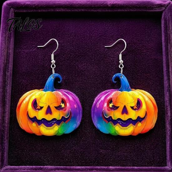 Ghost Face Dangle Jewelry 1 Pair Halloween Earrings for Women, Colorful Pumpkin Creative Acrylic Drop Earrings, Gifts Carnival Party Non-fading