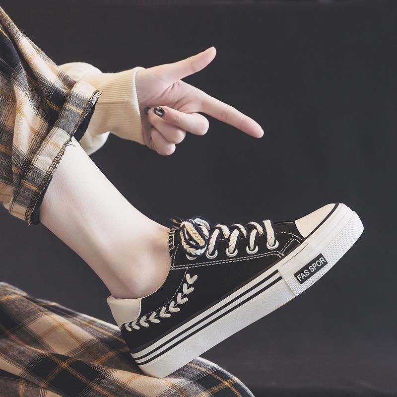 Wheat ear canvas shoes women's platform shoes children's versatile spring niche casual board shoes