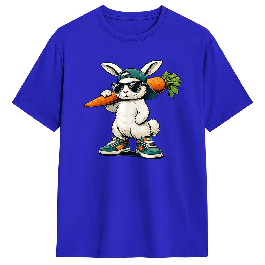 Funny Easter Bunny with Carrot Rabbit T Shirts for Unisex 100 Cotton Funny TShirt O Neck Tees Short Sleeve Clothes Summer