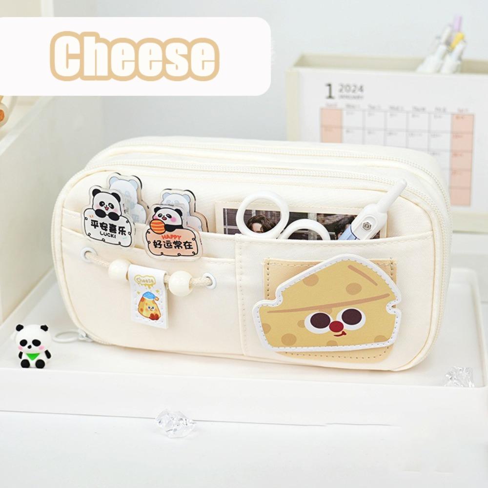 

Large Capacity Pen Bag Nine-Layer Pen Box Portable Pencil Case Student Cheese