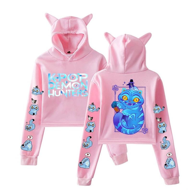 

Hot KPop Demon Hunters Anime Print Cat Ears Crop Derpy Tiger Hoodies Women Fashion Hoody Teen Girls Y2K Clothes Streetwear Casual Hooded Pullovers XS розовый
