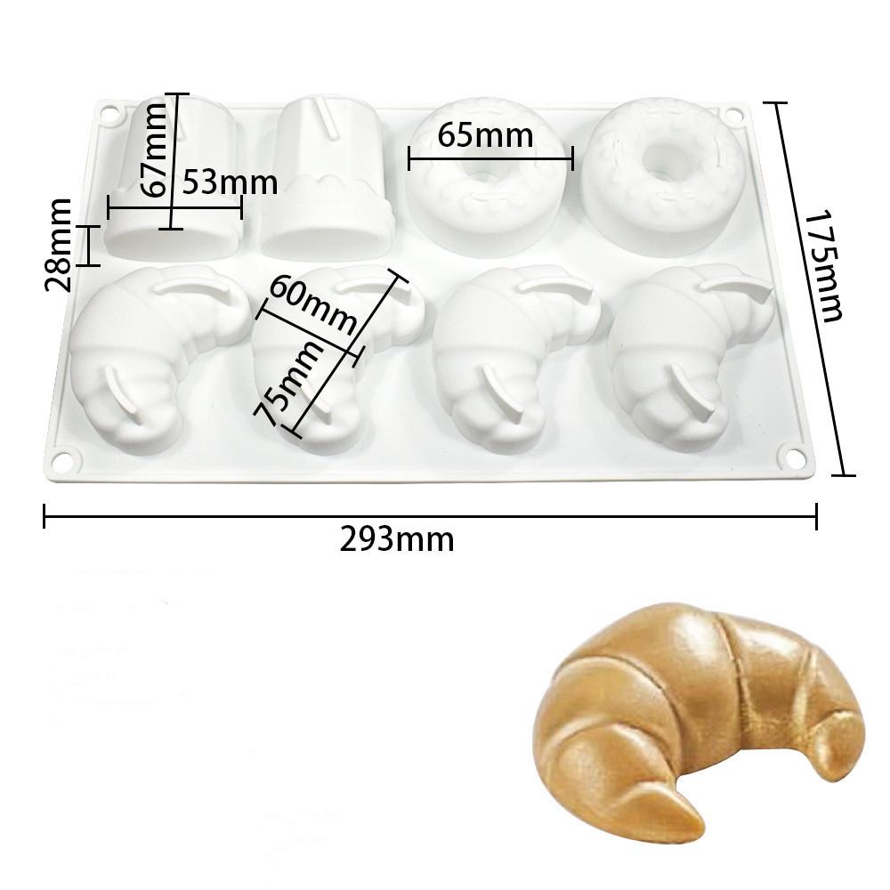 New 8Holes Cow Horn Bun Donut Cake Silicone Mold French Mousse Pastry Chocolate Molds DIY Home Baking Mould Bakeware Tools