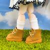 niannyyhouse 15cm Plush Doll High-Top Shoes, for 16 BJD, Doll Dress-Up Accessory, 2 Pairs Set (White + Beige)