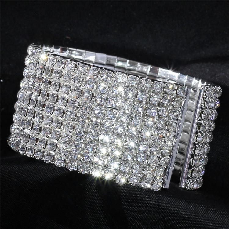 

Корейский стиль сверкающий стразами свадебный браслет: Кристальный эластичный браслет в четыре ряда K9