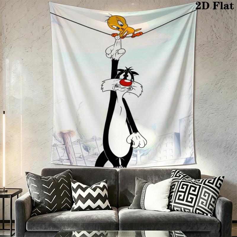 Sylvester the Cat Wall Tapestry Aesthetic Wall Hanging Printed Fabric Blanket Decorative Tapestries for Bedroom Living Room Home Decor