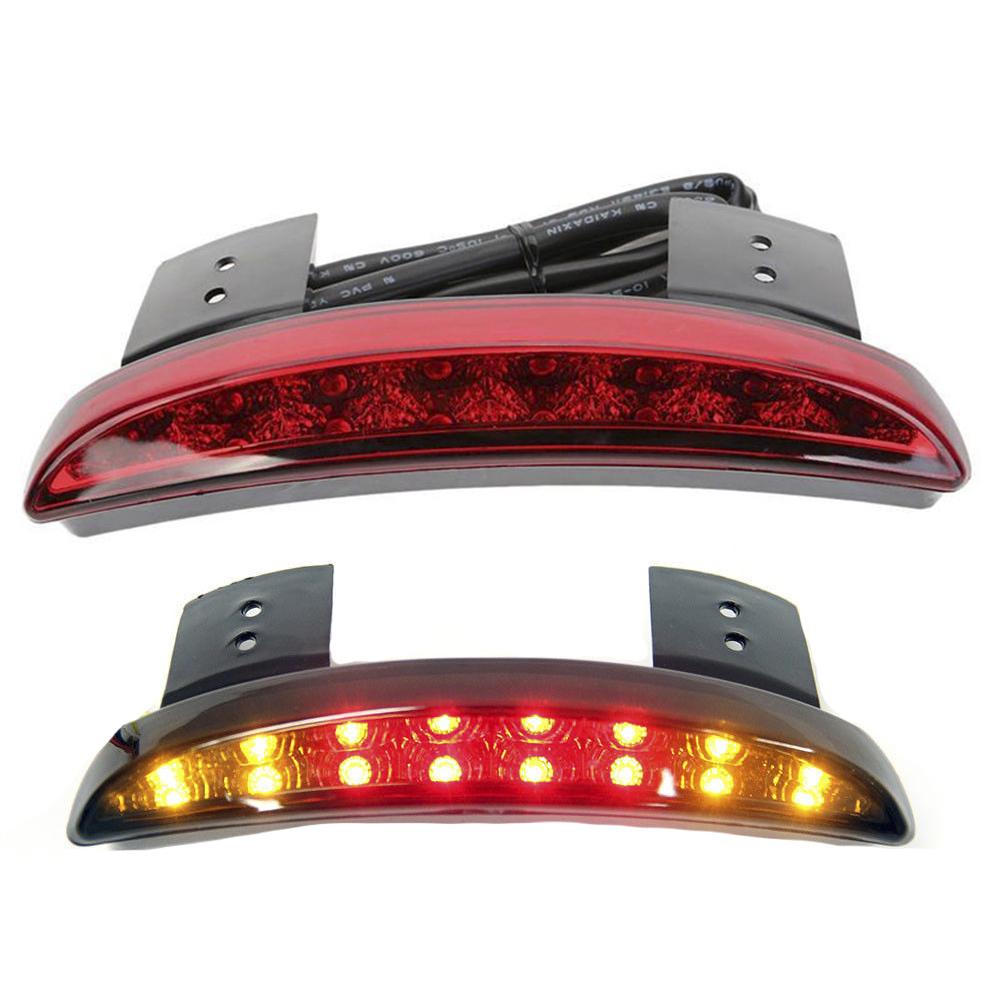Motorcycle Chopped Fender Edge Tail Light Smoke Lens LED Red Stop Brake Rear Tail Light for Harley Sportster XL 883N