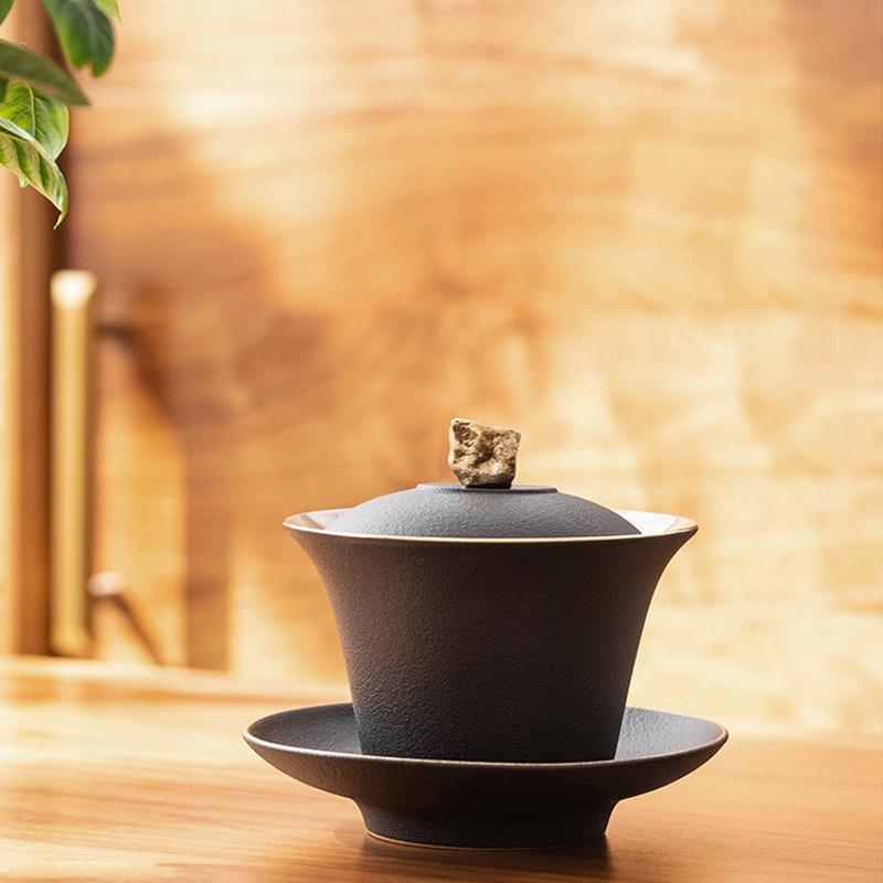 150ml Ceramic Covered Bowl Japanese Style Tea Bowl Vintage Tea Cup