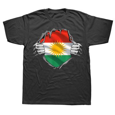 Zabawne Kurdystan Kurdyjski Kurdowie Flaga T-shirty Męska Damska Moda Casual Oversize T-shirt 100% Bawełna Luźny Styl T-shirt