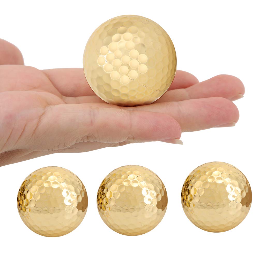 Gold-plated double-layer golf balls for high visibility and durability. A perfect gift.