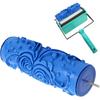 Yosoo 5in Rubber Pattern Paint Roller DIY Beautiful Patterns Art Texture Roller for Wall Ceiling Furniture Washable Reusable Blue (ZZ0077 Flower)