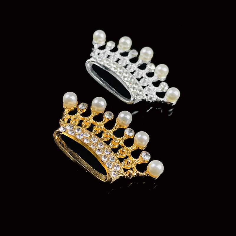 Engood 50Pcs Pearl Rhinestones Crown Button Sewing Trim & Embellishments Craft Buckle for DIY Bag Hair Accessories