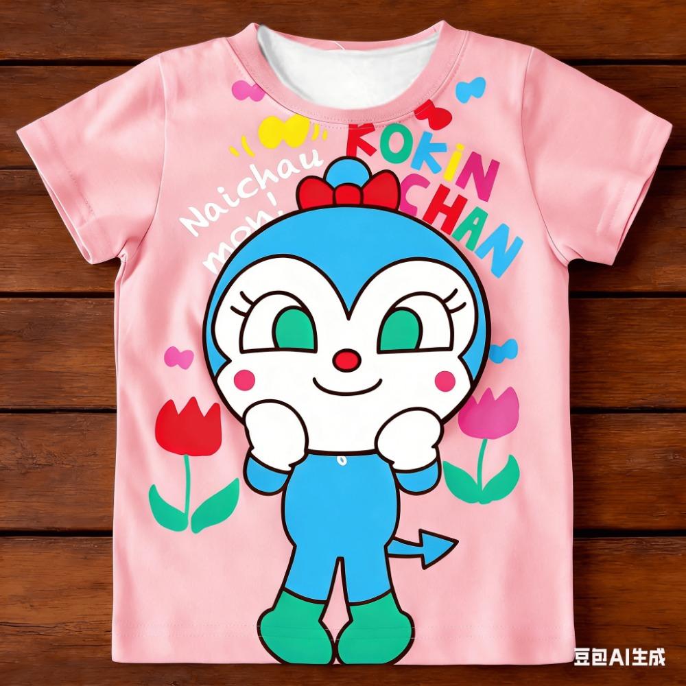 Anpanman Kids T-Shirt Baikinman Dokinchan Quick Dry Anime Fan Tee For Boys Girls Cartoon Anime Quick-Dry T-Shirt