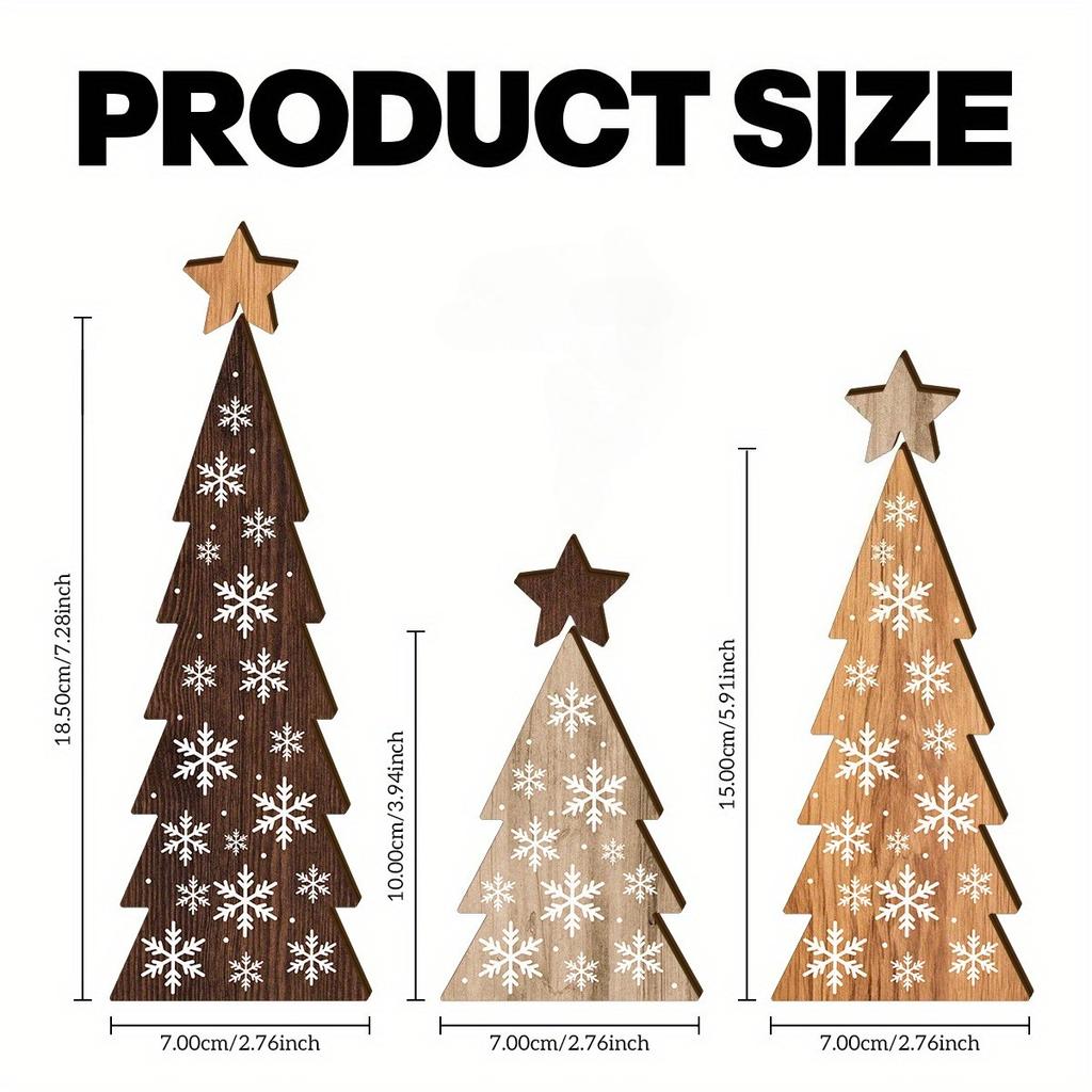 1pcs Wooden Christmas Tree Ornament with Stars, Multifunctional Holiday Decor, Suitable for Tabletop, Mantlepiece, And Fireplace