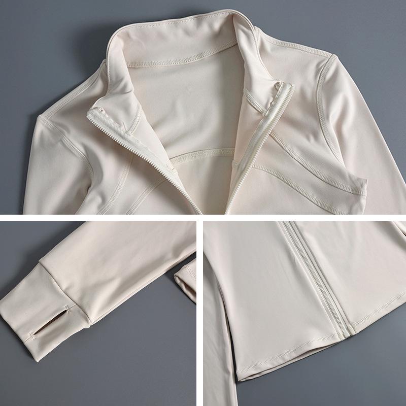 Women's High Collar Quick-Dry Yoga Jacket - Slim Fit, Non-Slip Zipper, Long Sleeve, Nude Feel Sportswear