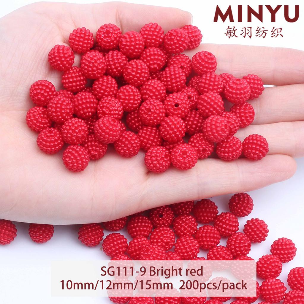 2024 Hot Sale Candy Color 10mm 12mm 15mm Round Resin Plastic Beads Bayberry Ball for Jewelry Bags Making