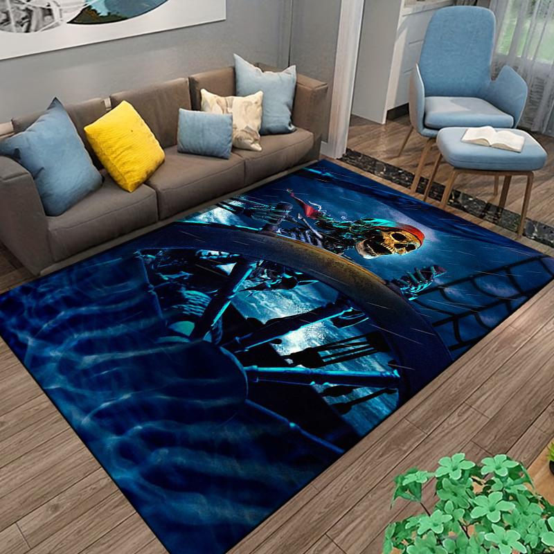 15 Sizes Skeleton Sea Pirate Pattern Rug Carpet for Living Room Bathroom Mat Creative Doormat Carpet for Bedroom Home Decor cool