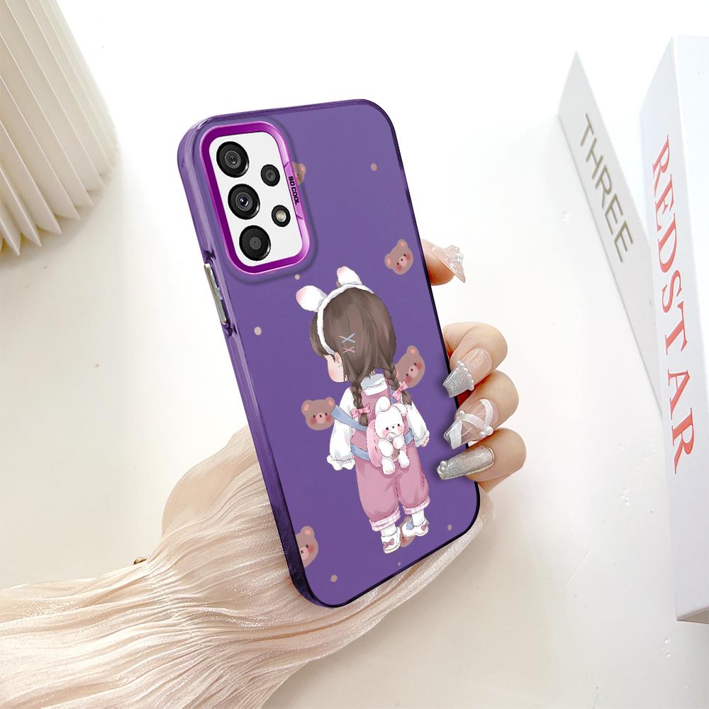 Painted Pattern Colorful Sliver Double Sided Hard Shell Shockproof Anti-fall Phone Casing for Samsung