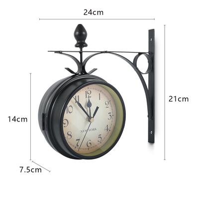 Wanduhr Retro Doppelseitige Bahnhofsuhr Batteriebetrieben Stille Uhr mit Wandmontage-Set Home Office Antike Wanduhr