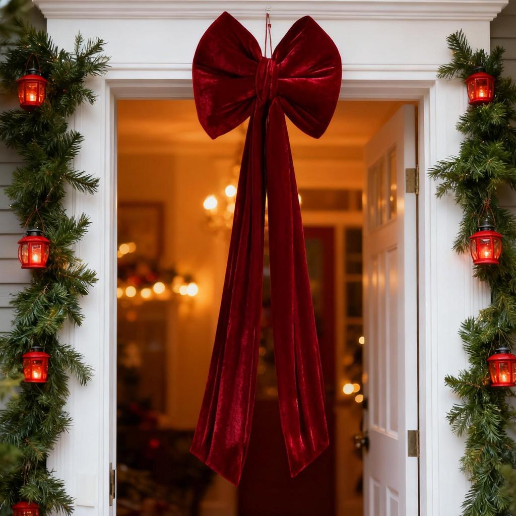 Large Velvet Bow Red Christmas Bowknot Christmas Tree Decorations Pendant Party Home Hotel Layout Window ShoppingMall Display