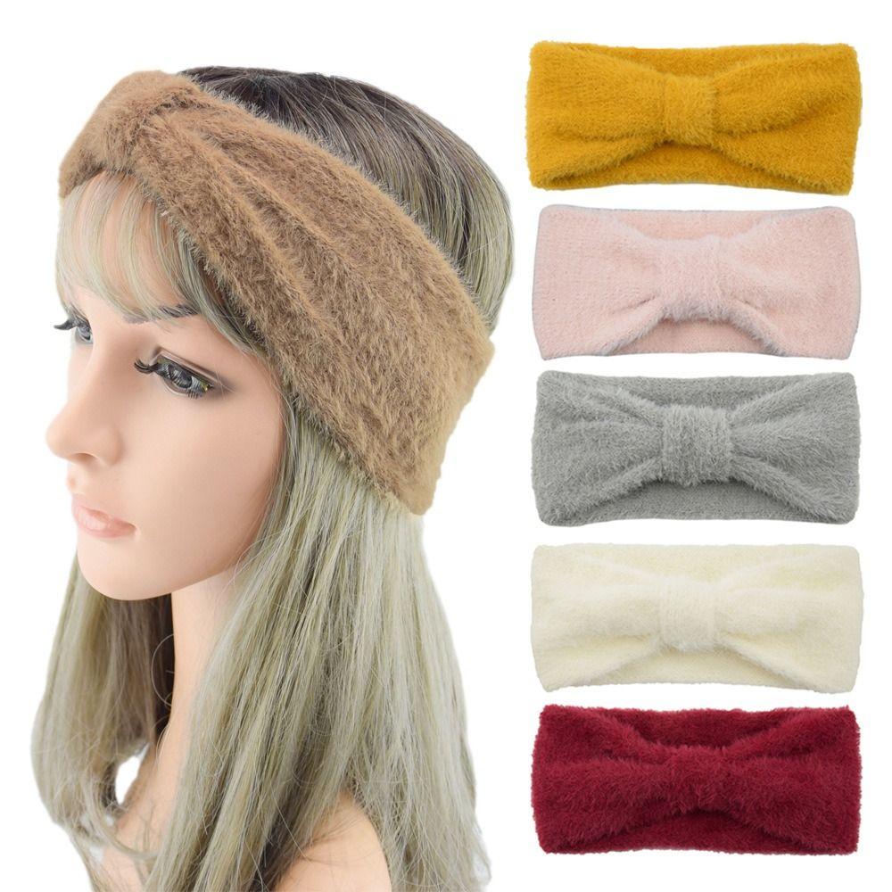 

Hair Accesssories Wide Plush Winter Ear Warmer Cross Headbands Stretch Hairbands Turbans