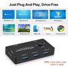 4 In 1 USB Switch Hub 2 Input 4 Output KVM Splitter USB Shared Switcher for PC/Game Console