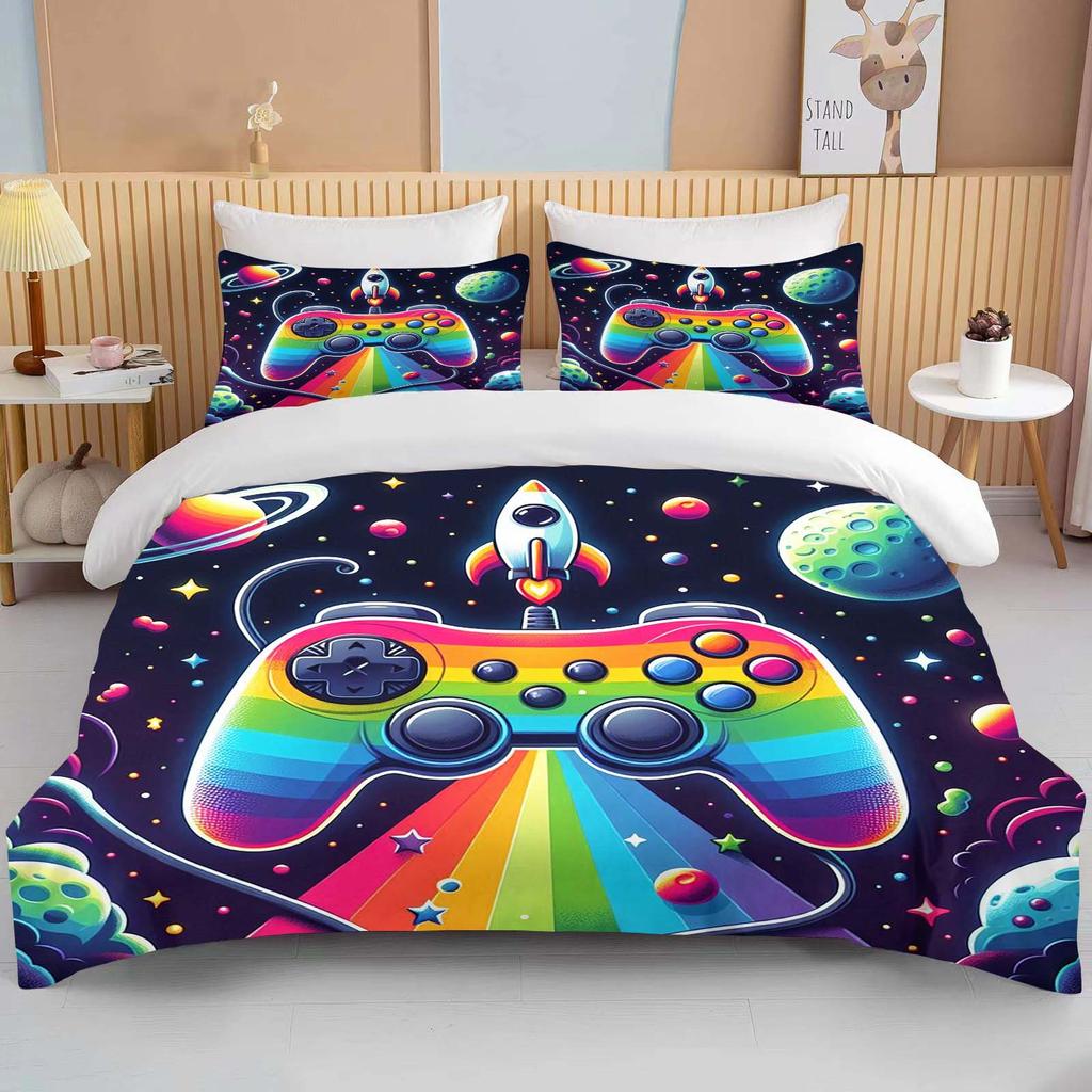 Colorful Game Controller Print Bedding Set 3PC 1 Duvet Cover 2 Pillowcases Adult and Children Bedding Set Luxury Holiday Gifts