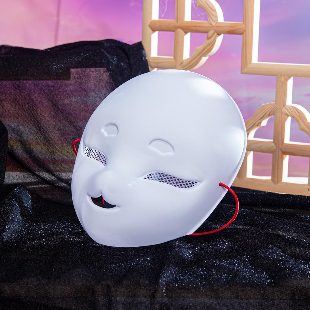 Maschera Integrale in PVC Bianca Maschera Fai-da-te in PVC con Corda per Festa Cosplay Mascherata