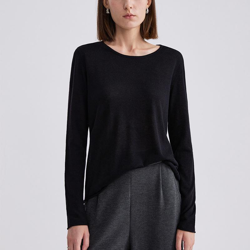 CANVAUS Women s Merino Wool Knit Sweater - Autumn/Winter Round Neck Solid Color One Size