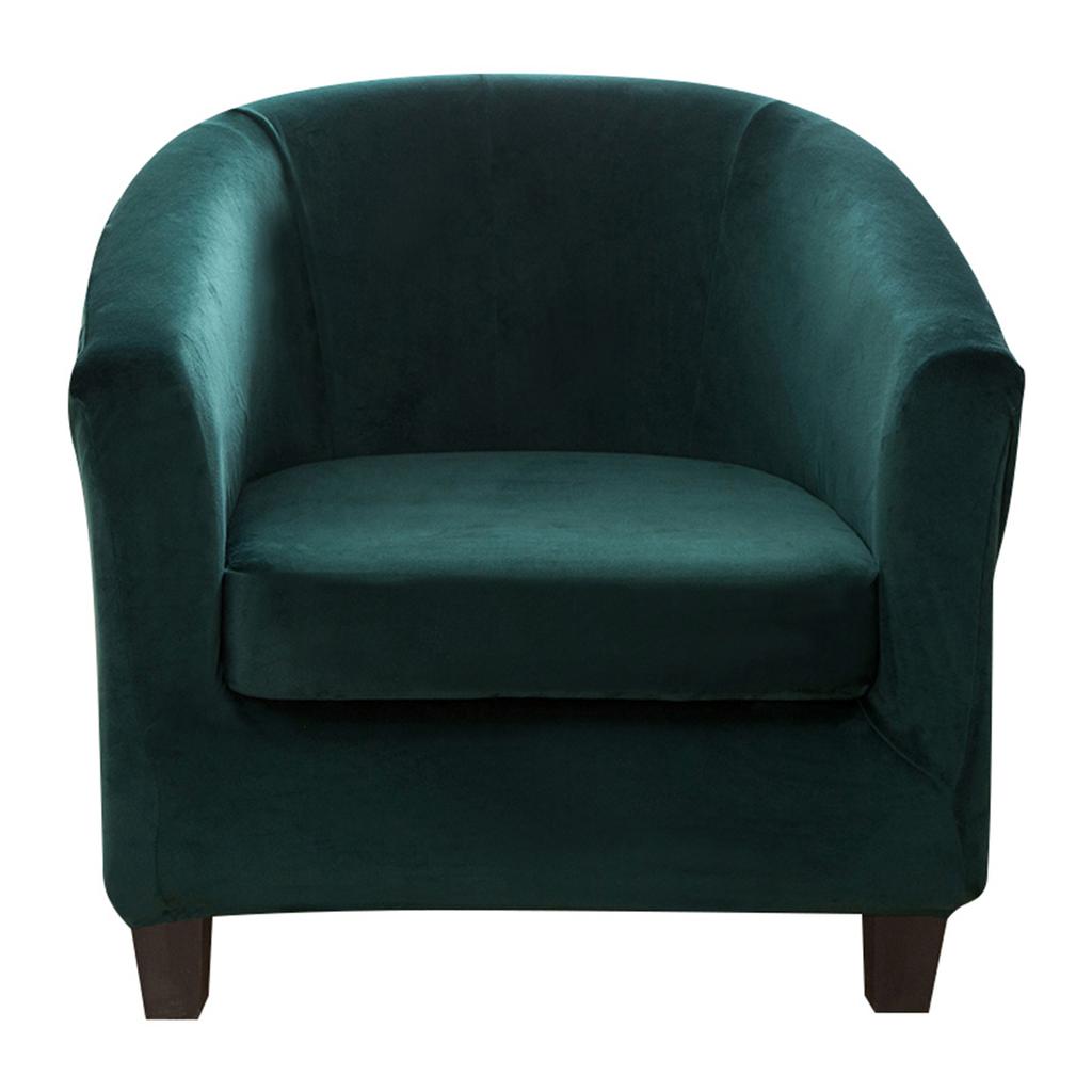 Velvet Tub Chair Slipcover Pub Club Sofa Fitted Single Armchair Covers Accent Chair Protector Stretch Barrel Chair Slipcovers