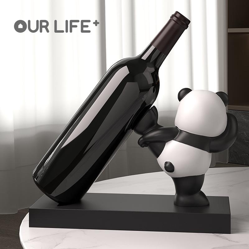 Panda Kick Modern Red Wine Rack: Luxurious Display Shelf & Home Decoration