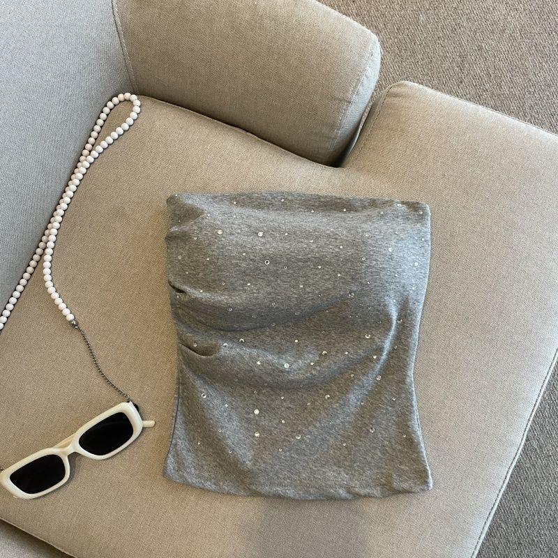 Hot Rhinestone Bodycon Bandeau Tank - Women's Summer Innerwear & Outerwear